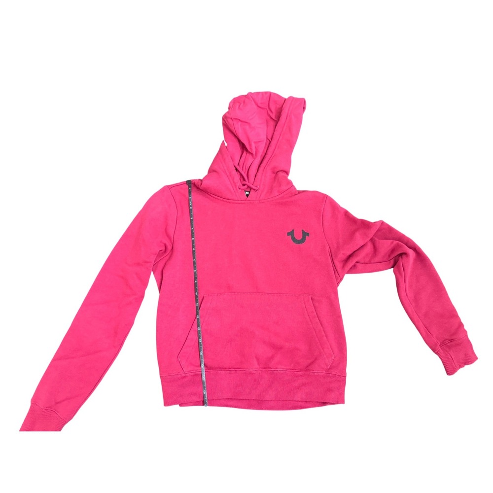 True Religion Pink Buddha Graphic Gold Foil Logo Pullover Hoodie Sweatshirt XS